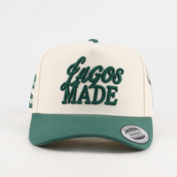 Casquette Snapback 5 Panneaux Bicolore Crème et Vert avec Logo Brodé 3D en Relief Personnalisé, Visière Courbée, Style Streetwear pour Hommes et Femmes, Gorras