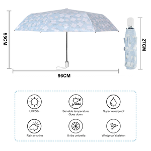 Paraguas con Revestimiento Plateado y Protección UV, Compacto, Apertura y Cierre Automático, Resistente al Viento y a la Lluvia, Portátil, para Viajes, para Mujeres y Hombres, Uso en Exteriores - Product Image 2
