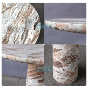 Small Size Modern Design Low Plinth Natural Stone Toronto Brown <b>Marble</b> Round <b>Top</b> <b>Side</b> <b>Table</b> for Hotel Coffee Shop Villa Decor - Product Image 2