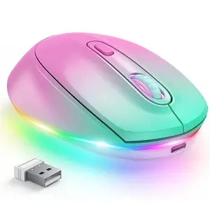 Quiet Rechargeable Mice Portable Small Cordless Backlit Colors Mouse 2.4G Wireless Mouse LED Light Wireless Mouse for computer