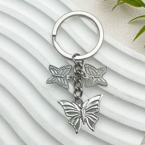 Mignon métal fer feuille creux papillon porte-clés bricolage à la main voiture clé Charins pour femmes hommes amitié bijoux cadeaux - Product Image 5