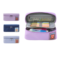 Trousse de rangement pour fournitures scolaires à motif dessin animé, trousse à crayons personnalisée, trousse à cosmétiques mignonne de couleur unie, trousse à crayons stéréo tendance, sac de rangement pour articles divers