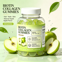 Complément Alimentaire Gommes de Biotine et Collagène Marque Blanche – Bonbons Tendres à Mâcher Saveur Pomme pour une Peau Éclatante