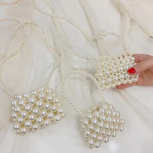 Bolso de hombro con cuentas tejido a mano con perlas bolso portátil para niños lápiz labial lindo mini monedero cero - Product Image 2