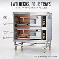 Four électrique professionnel à double étage et quatre plateaux pour la cuisson, four multifonction adapté aux pizzerias
