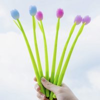 Stylo Gel en Silicone en Forme de Fleur de Tulipe à Couleurs Changeantes, Papeterie Créative et Mignonne, Fournitures Scolaires, Stylo en Forme de Fleur de Dessin Animé