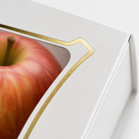 Witte appel geschenkdoos met venster en gouden folie afwerking, aangepaste logo premium fruit geschenkverpakking voor geschenkmanden, groothandel