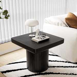 Juego de Mesa de Centro Moderno y Duradero de Roble, 2 Piezas, Muebles para Sala de Estar con Pedestal Cilíndrico y Acanalado - Product Image 2