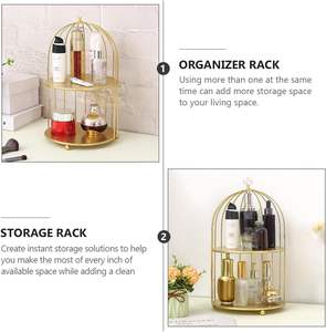 Support de rangement cosmétique minimaliste demi-doré en gros, étagère de coiffeuse, support de comptoir, étagère de salle de bain en métal - Product Image 3