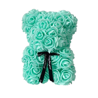 Ours en mousse rose fait main de 19 cm, fleur artificielle, ours en peluche, boîte cadeau pour anniversaire, Saint-Valentin, Thanksgiving, décoration de fête