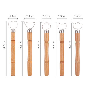 Bview Art – Lot de 5 outils de sculpture et d'extrusion pour argile, outils de fabrication de poignées de tasses, coupe-argile avec manche en bois - Product Image 3