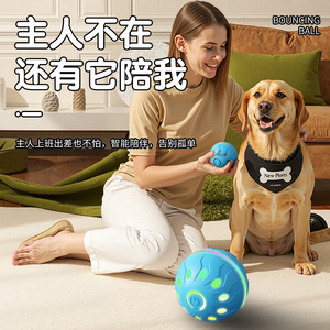 <b>Smart</b> Bouncy <b>Ball</b> For Dogs Rechargeable Interactive Pet Toy With Lights And Random Movement Blue And Orange Color - Product Image 3
