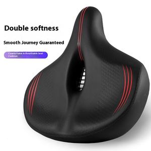 Sillín de <span class=keywords><strong>Bicicleta</strong></span> Extra Grande de Cuero PU para <span class=keywords><strong>Hombre</strong></span>, Amplio, con Espuma Viscoelástica, Absorbente de Impactos, Engrosado, para Ciclismo de Montaña, Ventilación Simple - Product Image 2