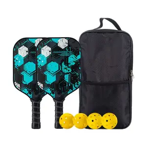 Vợt nhà Nền Kinh Tế thermoformed Hot Bán sợi thủy tinh chọn 4 quả bóng tennis chọn vợt sợi carbon pickleball mái chèo Bộ