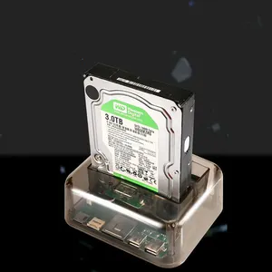 HDD Docking Station USB 3.0 To SATA 2.5 3.5 Inch IDE Adapter Dual Slots Transparent Multi-function Hard Drive Base