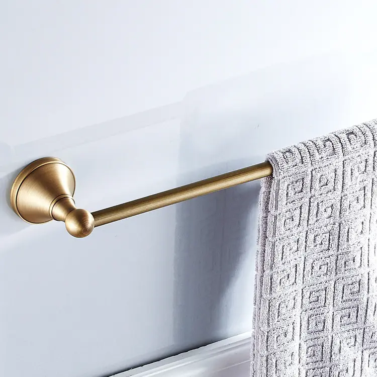 European Style High Quality Bathroom Accessory Single Bar Towel Rail Solid Brass Towel Holder Brass Gold Copper Towel Bar