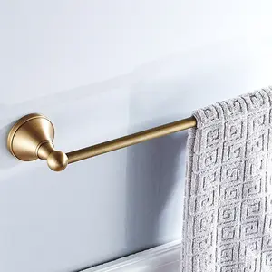 European Style High Quality Bathroom Accessory Single Bar Towel Rail Solid Brass Towel Holder Brass Gold Copper Towel Bar