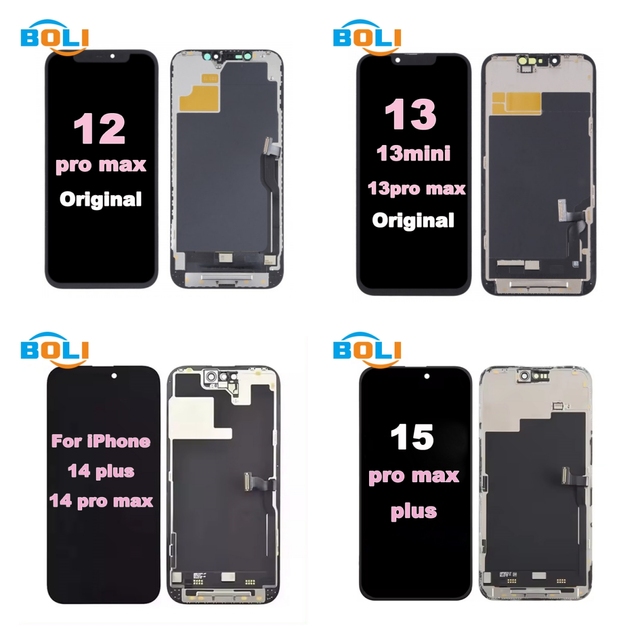 Wholesale Original OLED Screen Replacement for iPhone 12 13 14 15 16 Pro Max X XR XS 11 LCD Display with 1 Year Warranty