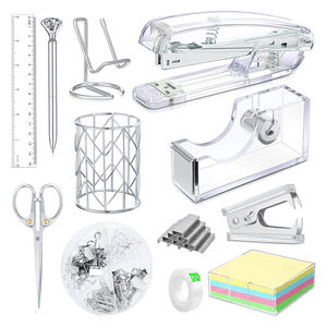 Ensemble de fournitures de bureau de luxe ensemble d'agrafeuses en acrylique accessoires d'installation de bureau en or rose - Product Image 3