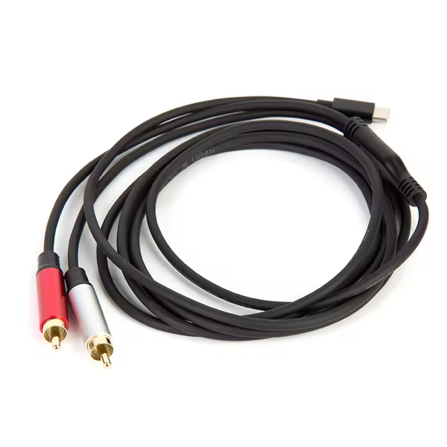 AC005 USB-C to Dual RCA Audio Cable, 3FT/6FT/10FT/16FT Gold Plated Low Noise Audio Adapter for Laptop Speaker Sound System