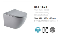 Toilette murale moderne de luxe en céramique blanche, articles sanitaires monobloc avec réservoir dissimulé P-Trap pour hôtels et salles de bains