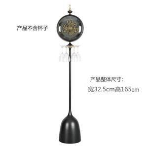 Standing Clock With Wine Glass Holder Quartz Movement Round Design For Living Room Decorative Floor Clock Up To 4 Glasses - Product Image 4