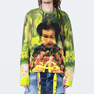 Manches longues raglan en tricot gaufré 100 % coton personnalisées avec impression graphique de haute qualité - Product Image 1