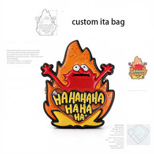 Bolso de mano novedoso personalizado con diseño de dibujos animados de llamas divertidas, tipo Ita Bag, con ventana transparente para exhibir pines, para fans del streetwear. - Product Image 4