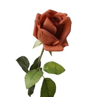 Bunga Mawar Coklat Merah Muda Kopi Berkualitas Tinggi Buatan Tangan, Sentuhan Asli, Sutra Artifisial, Dekorasi Pernikahan Eropa, Bunga Palsu, Hadiah