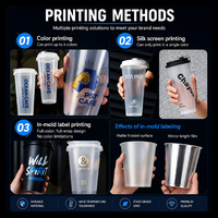 Gobelet en plastique PP transparent givré de 700 ml, calibre 90 mm, avec logo personnalisé, pour bubble tea et boissons froides, faible MOQ 1000, vente en gros