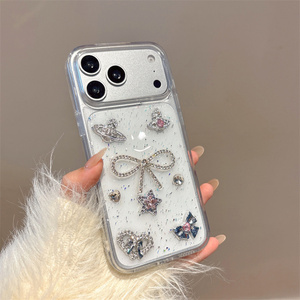 เคสโทรศัพท์มือถือลายมงกุฎโบว์กลิตเตอร์ประดับเพชรสำหรับ iPhone 17 16 15 14 Pro Max ลายดาวรัก 3 มิติ ผีเสื้อเรซิ่น DIY ฝาหลังใส - Product Image 4