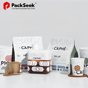 <span class=keywords><strong>Bolsa</strong></span> de Café con Logotipo Personalizado, <span class=keywords><strong>Bolsa</strong></span> de Fondo Plano con Acabado Mate Plateado, Sellado de Ocho Lados con Cierre Hermético para Café, Té y Dulces - Product Image 2