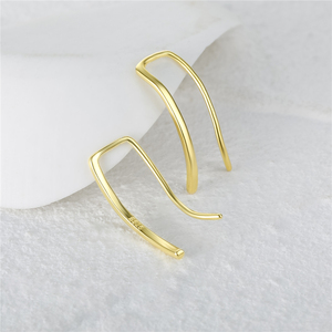 CANNER Boucles d'oreilles minimalistes en argent sterling 925 lisses et longues, plaquées or 18 carats, pour femmes et filles - Product Image 2