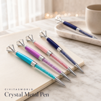 Stylo à bille en métal avec pointe en cristal de diamant, corps pailleté, action rotative, 25g