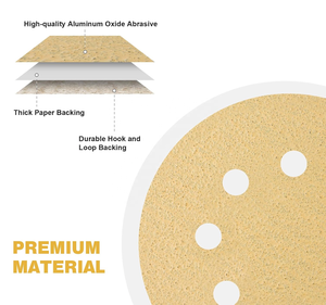 En Stock 500 Unidades Discos de Lijado Dorados de 5 Pulgadas (125mm) con Velcro Tipo H, Grano 40-320 para Lijadora Orbital, para Madera, Metal y Plástico - Product Image 3