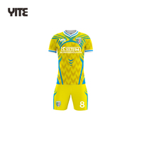 Ensemble de maillots de football en vente chaude pour adultes, maillot de football noir, bleu, jaune, uniforme de football, maillots de football pour jeunes