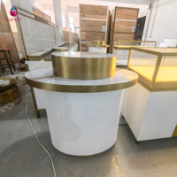 Comptoir de présentation de luxe Sundo pour spa, comptoir de réception pour salon de beauté, armoire de magasin de cosmétiques, fabricant d'armoires dorées pour crèmes