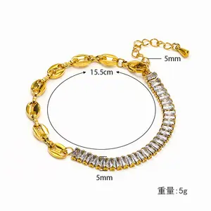 Factory direct sales Europe and America ins niche fashion zircon pig nose AB chain titanium steel bracelet women's 18k gold jewe