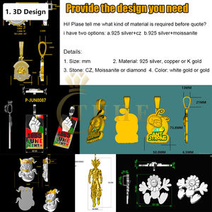 개인화 된 보석 맞춤형 큰 접시 바게트 목걸이 스파클링 모사 나이트 3D 펜던트 남성용 힙합 록 보석 패션 - Product Image 3