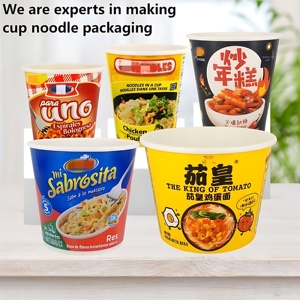 Xiamen personalizzabile tazza biodegradabile Ramen zuppa di carta ciotola con foglio di alluminio coperchio Noodle Cake contenitore con termosaldatura coperchio - Product Image 5