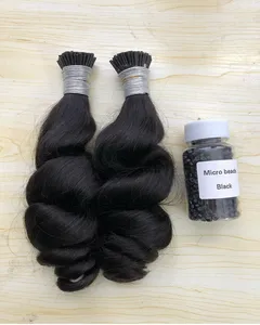 wholesale Brazilian 100% real Loose wave Human Hair Pre Bonded Keratin Stick 100g 100strands Cold Beaded I Tip Extensions