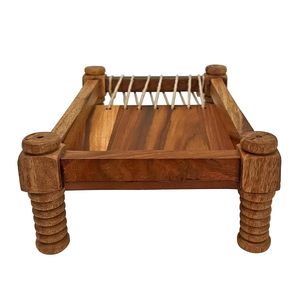 Porte-savon multifonctionnel en bois d'acacia rustique au design géométrique avec égouttoir en corde tressée, organisateur de salle de bain artisanal - Product Image 2