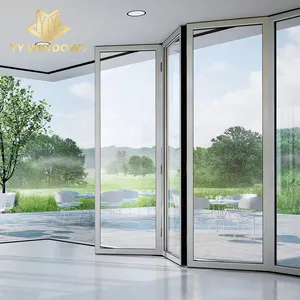 Interior Folding Doors NFRC American Standard Soundproof Double Glass Aluminum Interior Bi Folding Doors