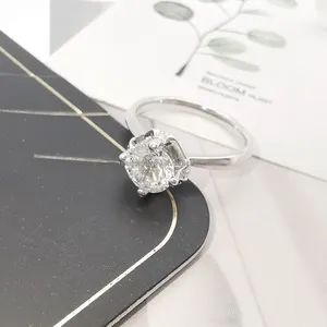 Chính hãng au585 14k vàng trắng moissanite Nhẫn cưới 14k vàng thật Nhẫn tùy chỉnh đồ trang sức cho nữ thiết kế cổ điển