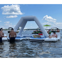 Île flottante gonflable en PVC avec auvent, lit gonflable flottant, plateforme flottante pour bateaux