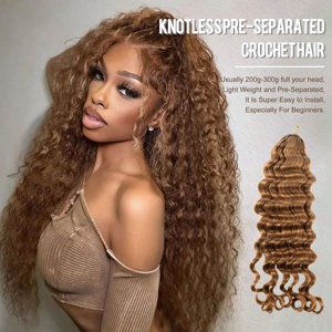 Extensions de <span class=keywords><strong>cheveux</strong></span> humains au crochet pour débutants, ondulations profondes lâches, perruques de <span class=keywords><strong>cheveux</strong></span> humains longue durée, 100 % <span class=keywords><strong>cheveux</strong></span> humains à tresser - Product Image 1