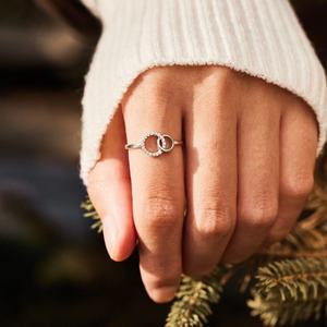 Anillo <span class=keywords><strong>Doble</strong></span> Entrelazado de Cobre con Baño de Plata y Oro Rosa, Estilo Moderno y Lujoso, con Diamantes, para Mujer, Regalo - Product Image 1