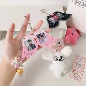 Ins Hàn Quốc Phiên Bản Đôi Cánh Thiên Thần 1.0Inch RFID Chặn Khung Ảnh Mặt Dây Chuyền Sinh Viên Đôi ID Chủ Thẻ Carabiner Túi Trang Trí - Product Image 1