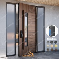 Porte d'entrée pivotante moderne de luxe en aluminium, porte d'entrée de villa, grande porte extérieure personnalisée