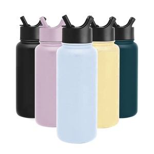 32oz 40oz 64oz Logo personnalisé large ouverture double paroi en acier inoxydable enduit de poudre thermos flacons à vide bouteille d'eau de sport - Product Image 1